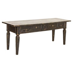 19th Century Danish Oak Library Table Console Table Painted Black