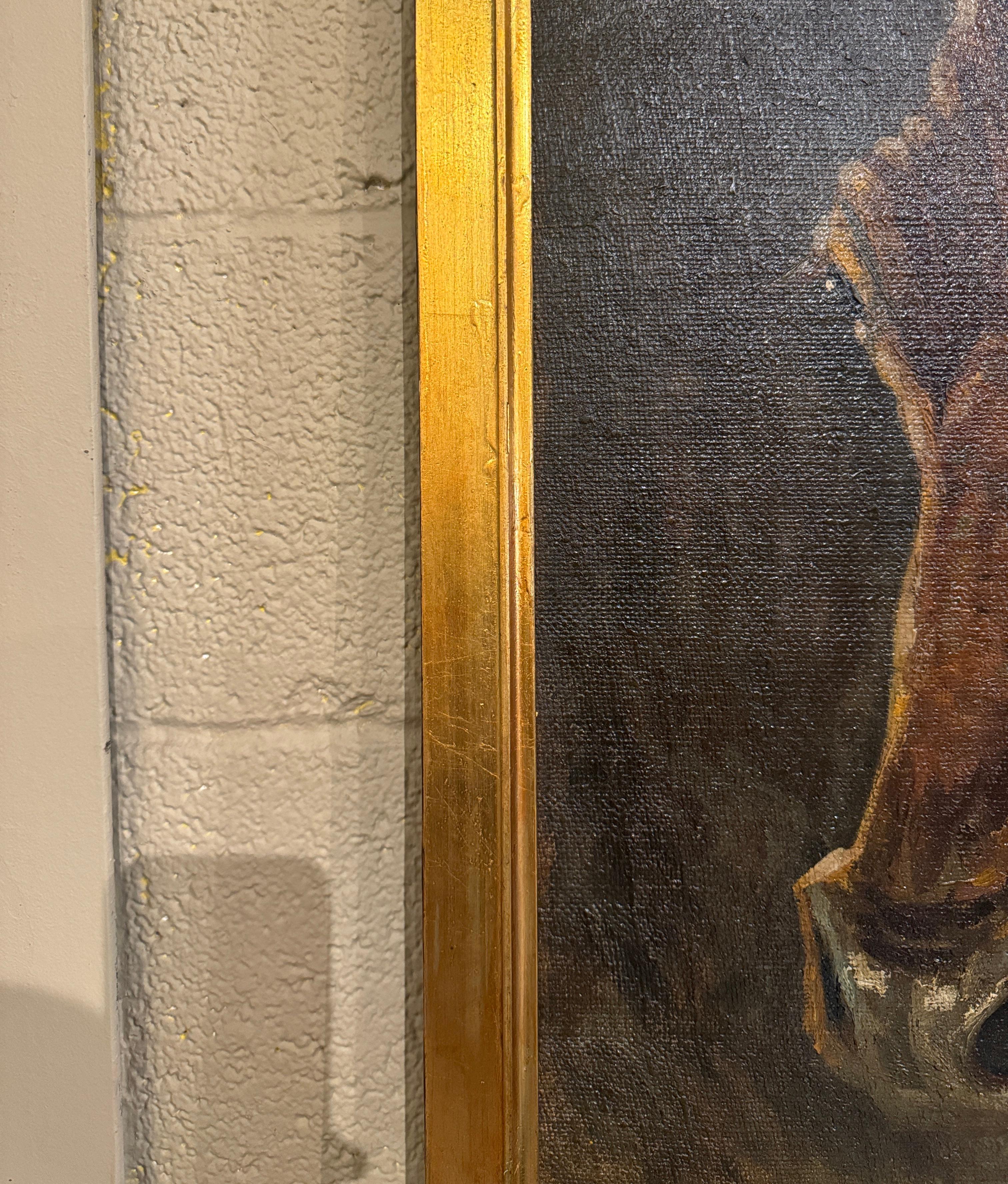 19th Century Danish Oil on Canvas Cow Painting in Gilt Frame Signed E. Braae 6