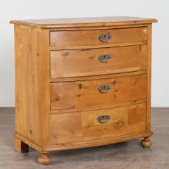 19th Century Danish Pine Bow Front Chest of Four Drawers