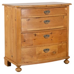 19th Century Danish Pine Bow Front Chest of Four Drawers