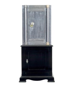 19th century Danish polished steel safe on cabinet