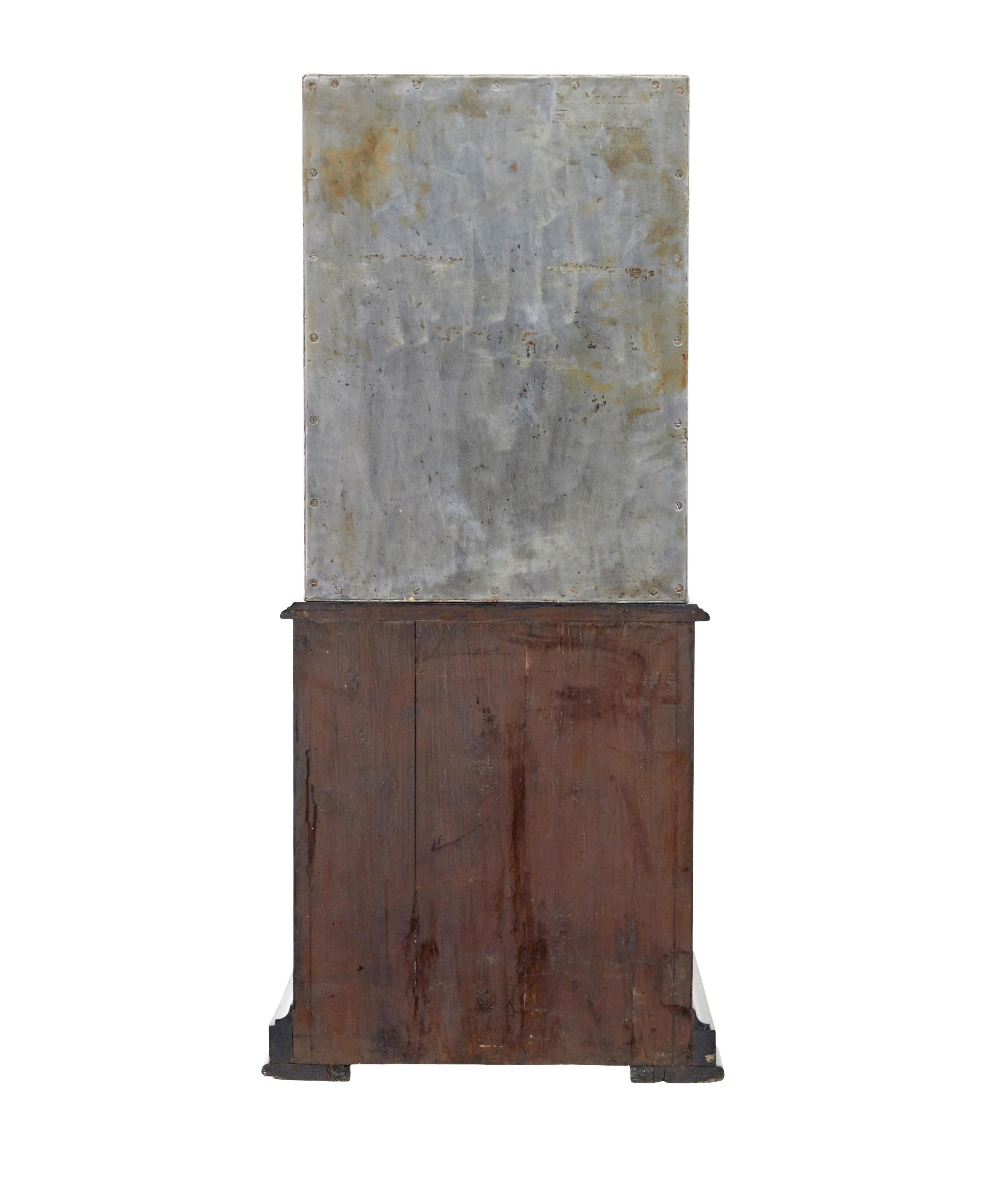 19th Century 19th century Danish polished steel safe on cabinet For Sale