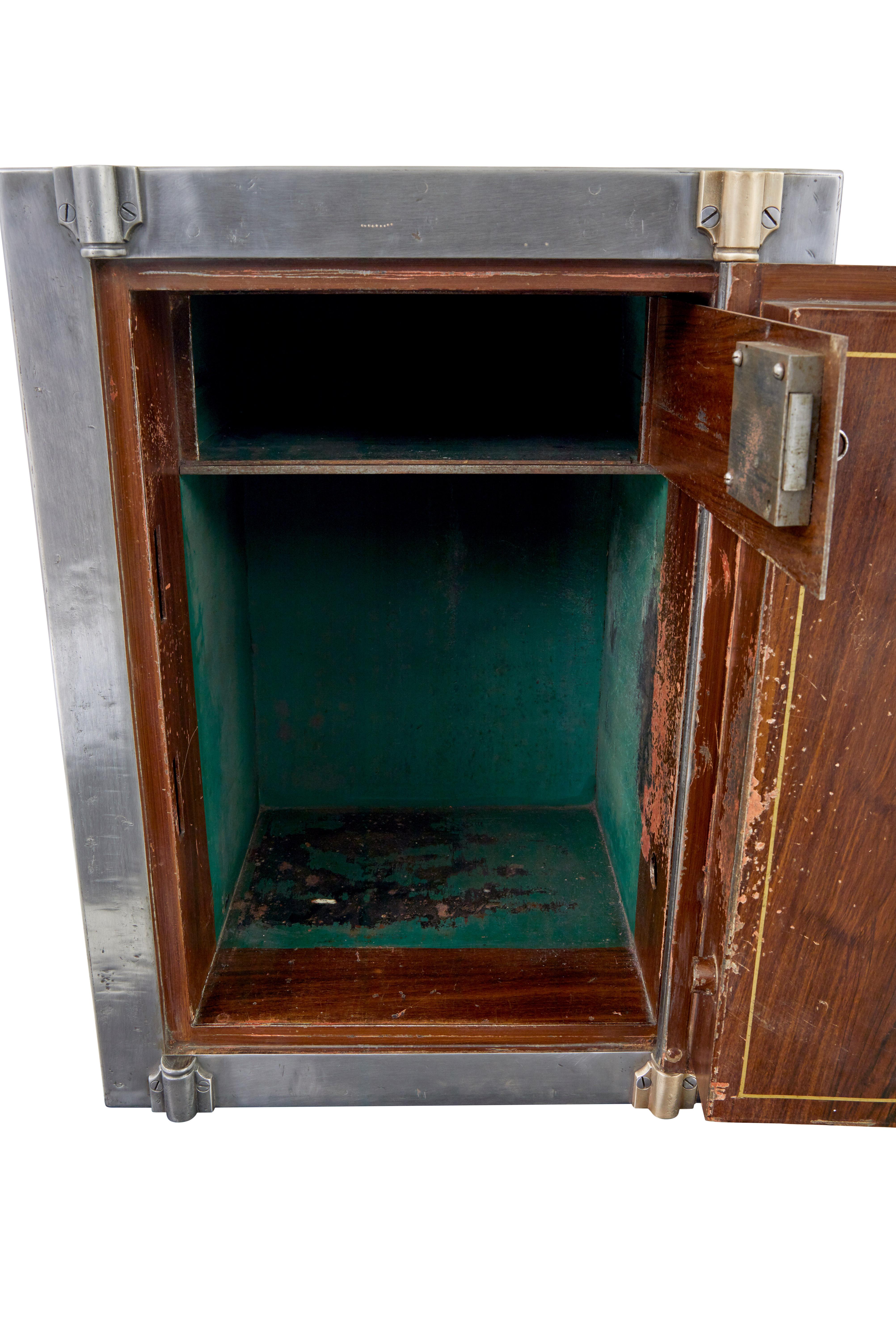 19th century Danish polished steel safe on cabinet 1