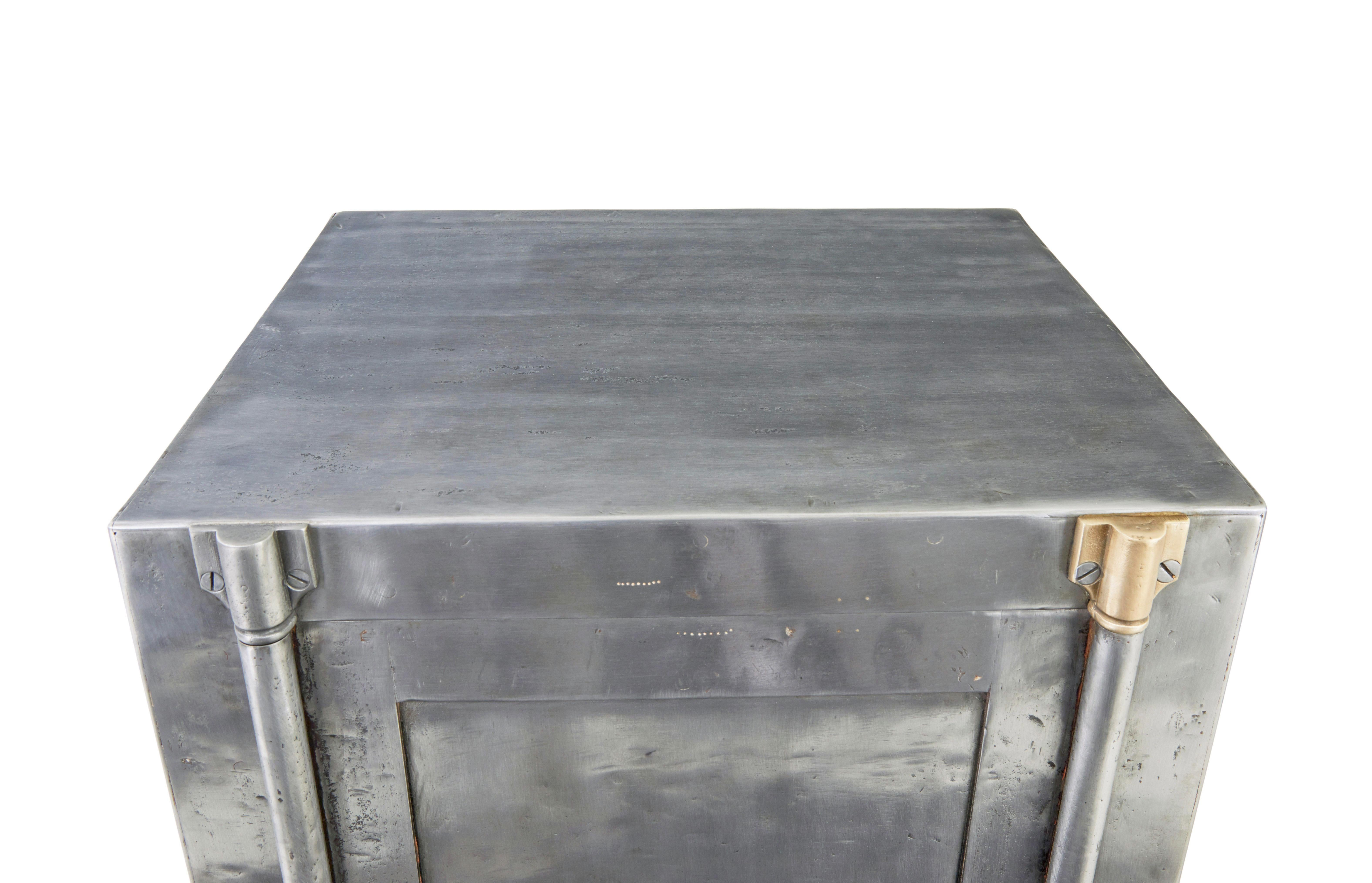 19th century Danish polished steel safe on cabinet For Sale 2