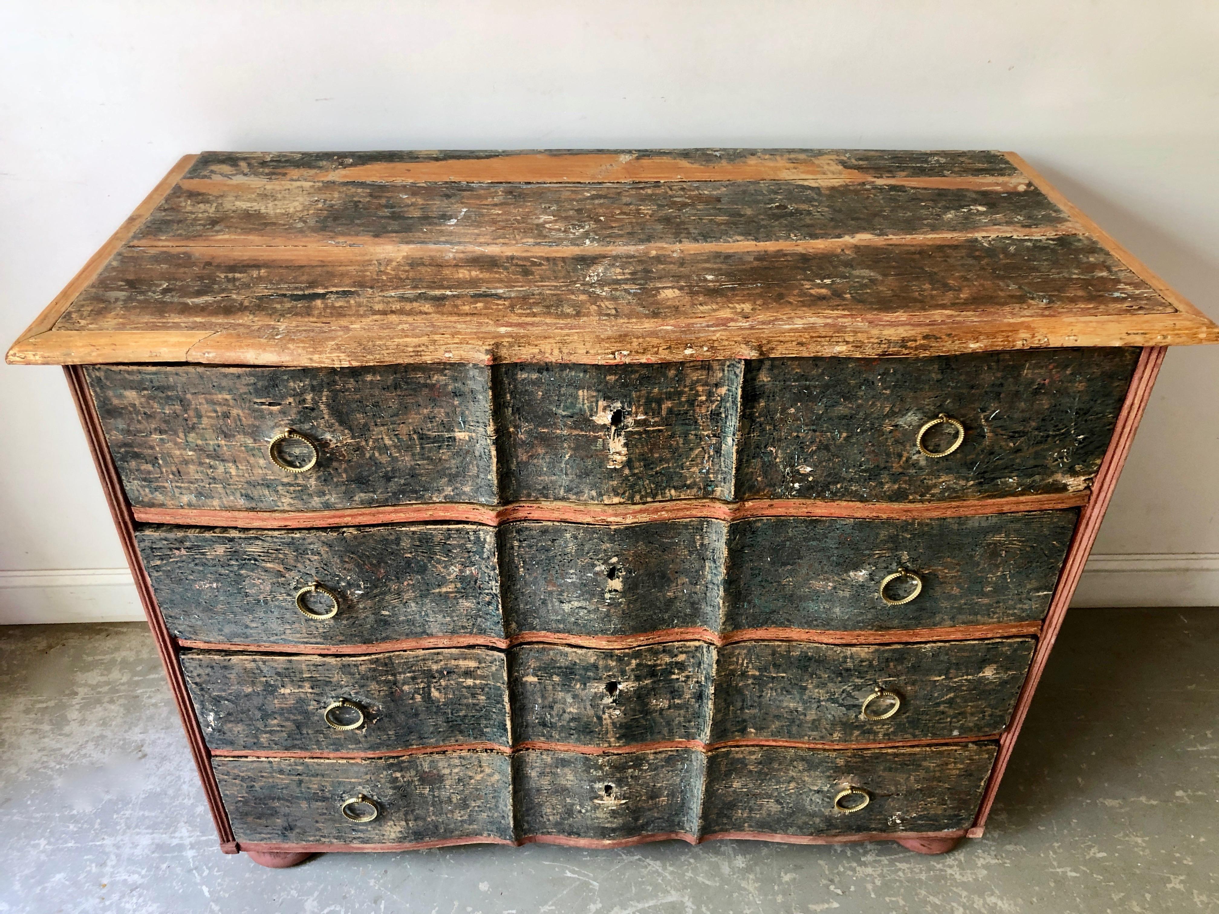 Hand-Carved 19th Century Danish Serpentine Front Chest