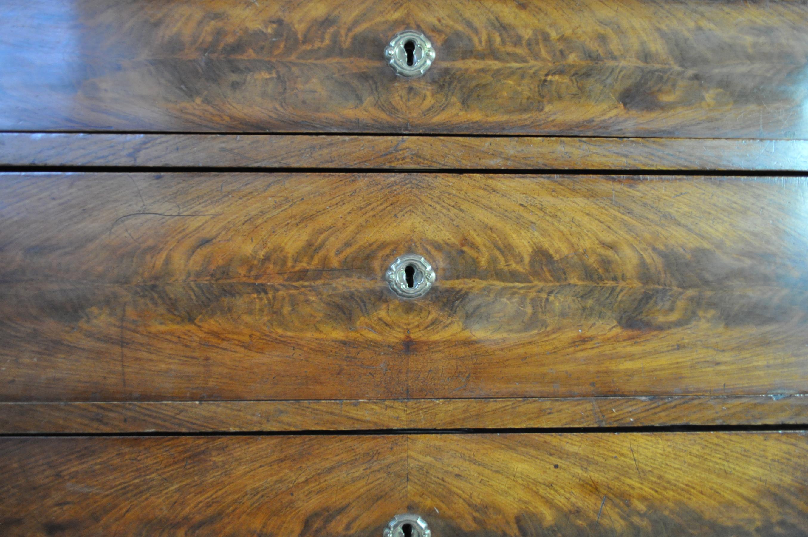 19th Century Danish Walnut Commode or Chest of Drawers Featuring Lions Paw Feet 7
