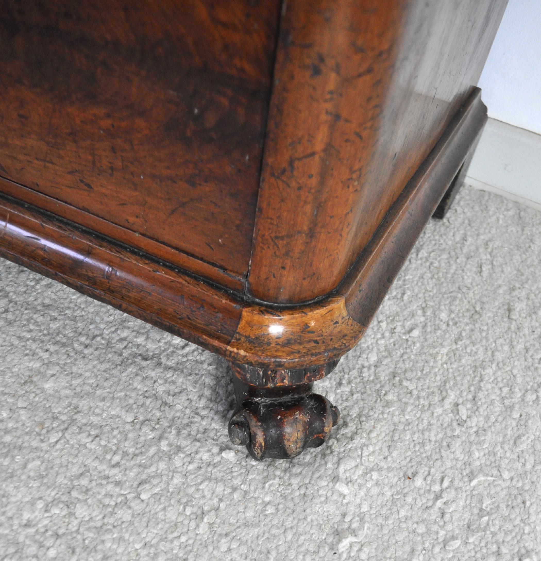 19th Century Danish Walnut Commode or Chest of Drawers Featuring Lions Paw Feet 5