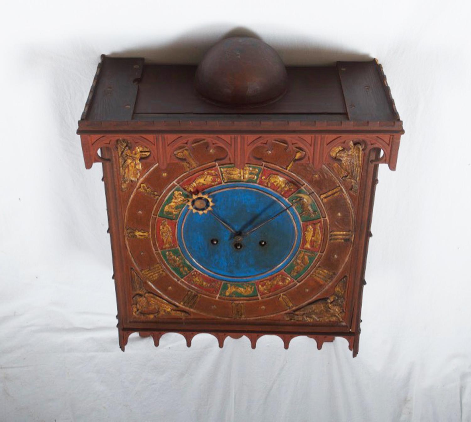 19th Century Danish Wooden Zodiac Clock in Gothic Style 8