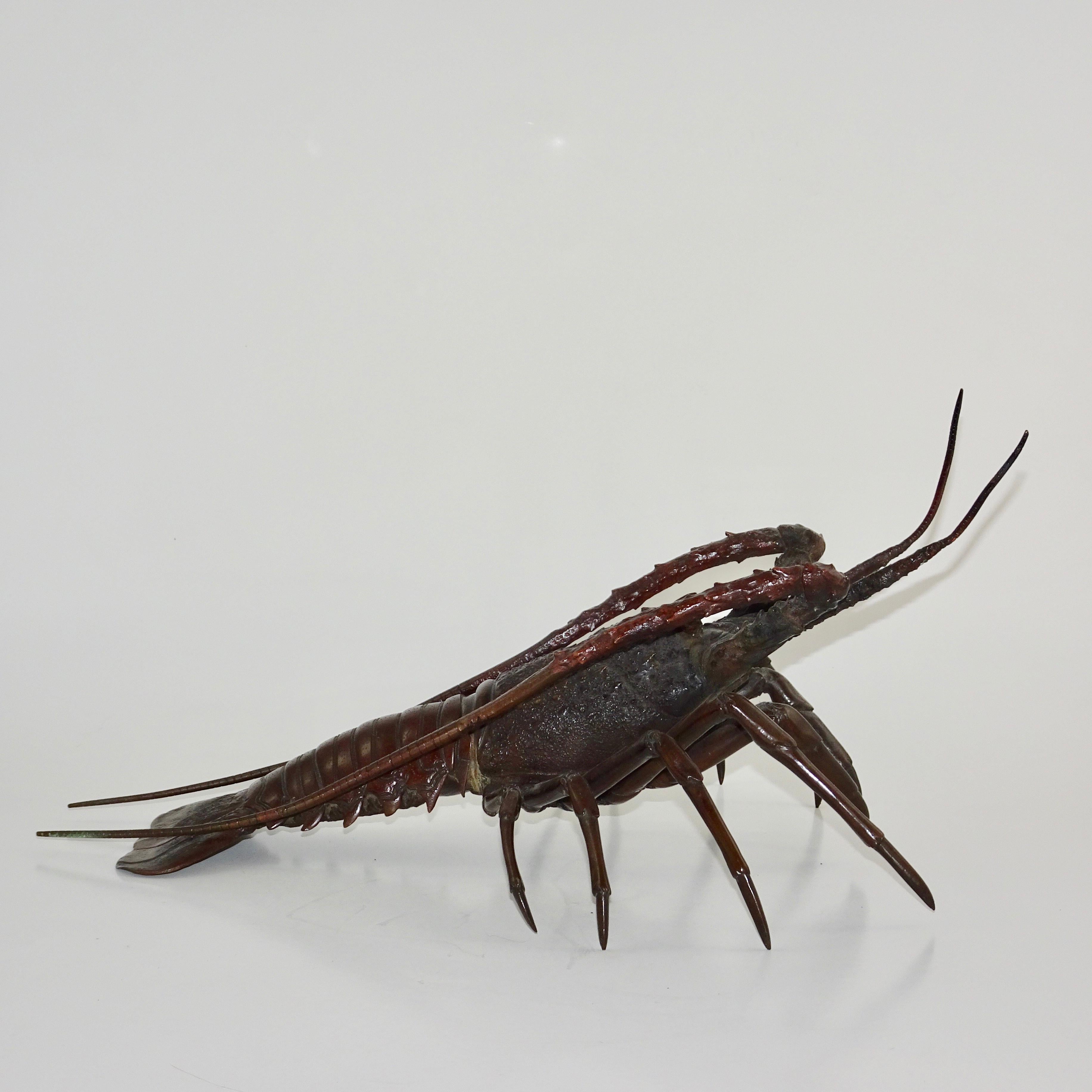 Asian 19th Century Dark Bronze Crustacean Figurine For Sale