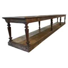 19th Century Dark-Brown French Antique Oakwood Monumental Tailor’s Table