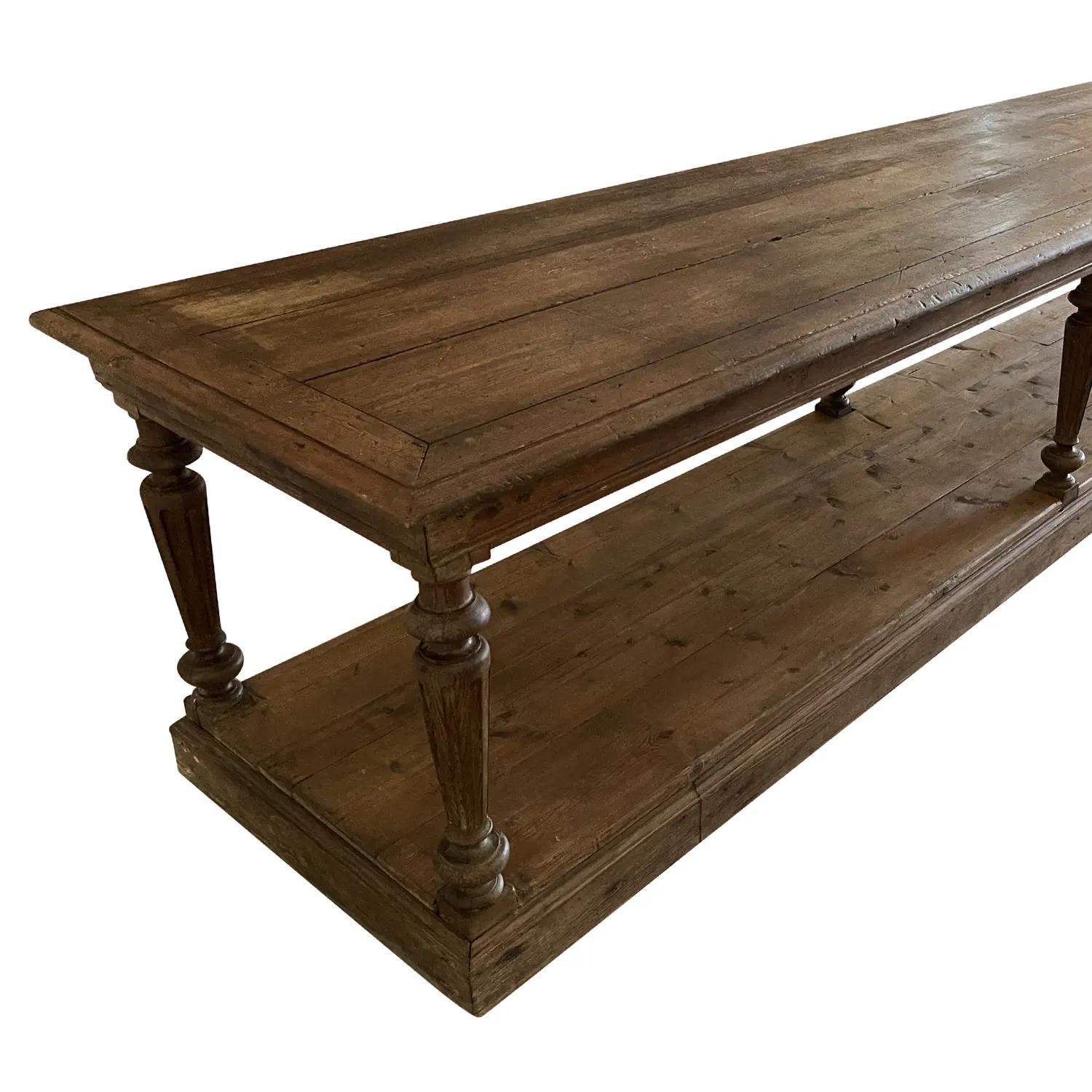 19th Century Dark-Brown French Antique Oakwood Monumental Tailor’s Table For Sale 1