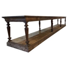 19th Century Dark-Brown French Antique Oakwood Monumental Tailor’s Table