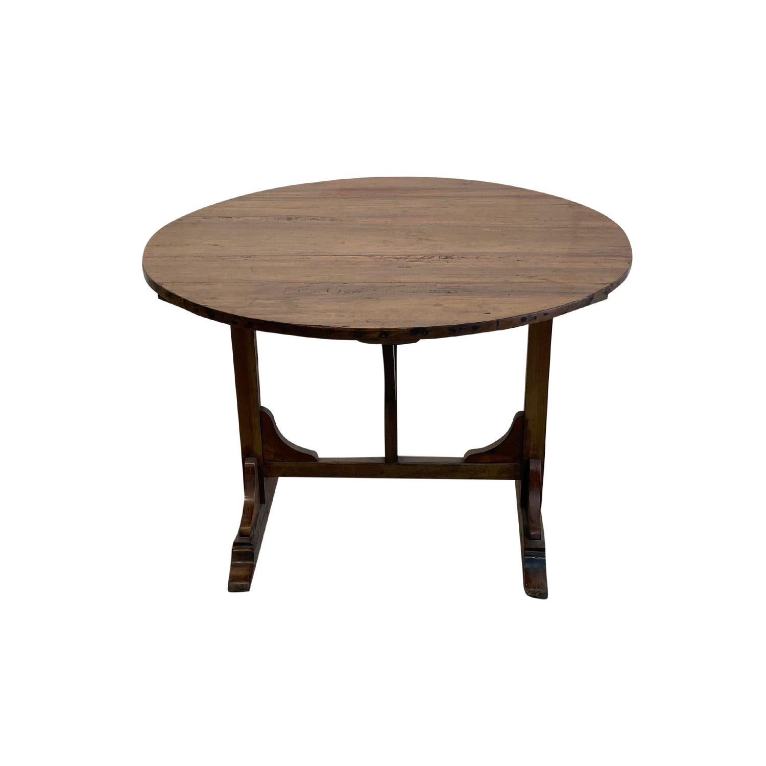 French Provincial 19th Century Dark-Brown French Folding Wine Table, Small Walnut Dining Table
