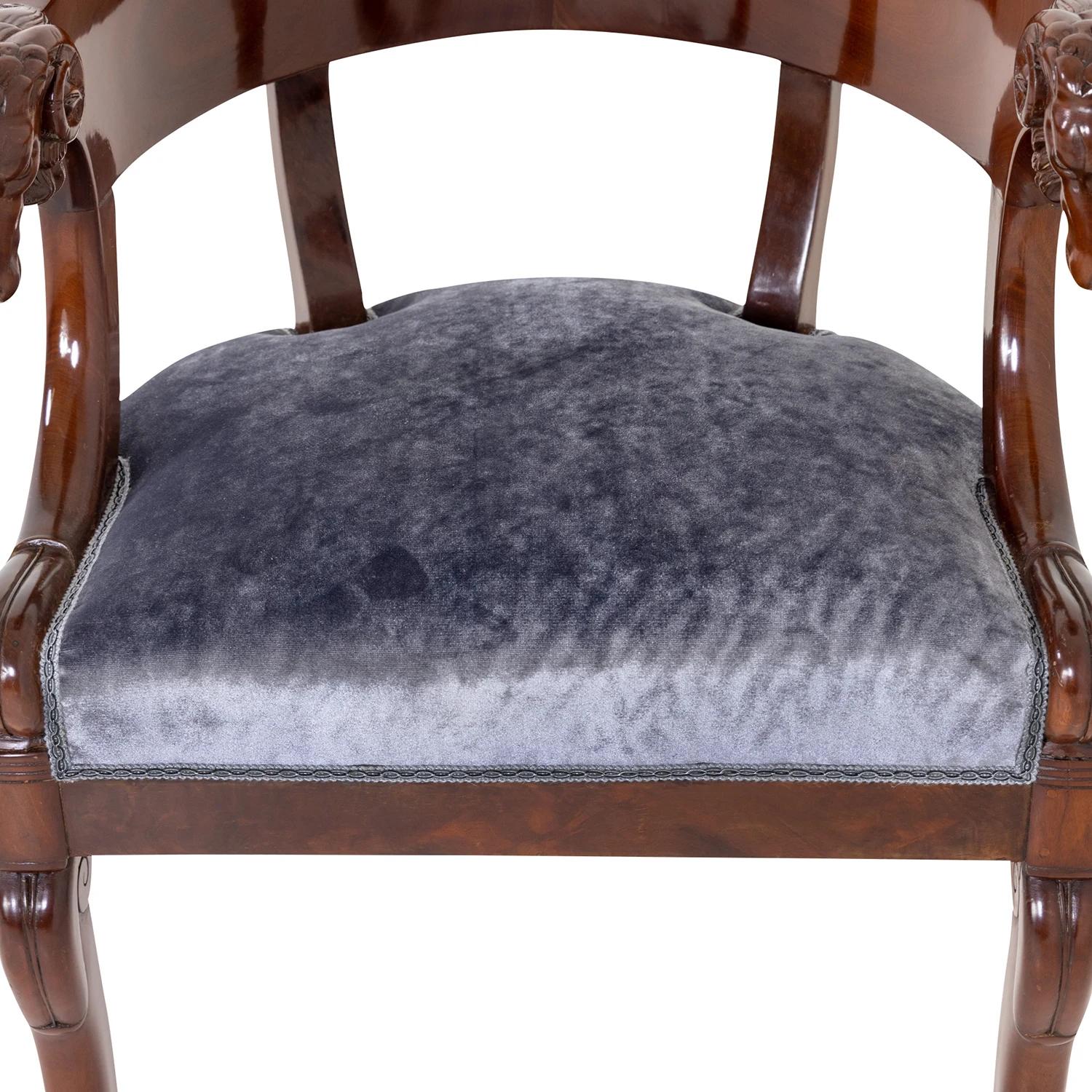 19th Century German Biedermeier Polished Mahogany Armchair - Antique Side Chair For Sale 5