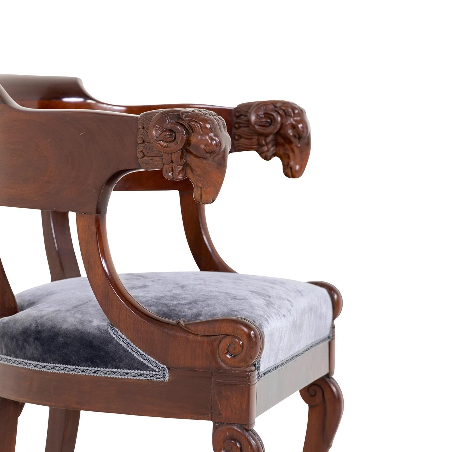 19th Century German Biedermeier Polished Mahogany Armchair - Antique Side Chair For Sale 6