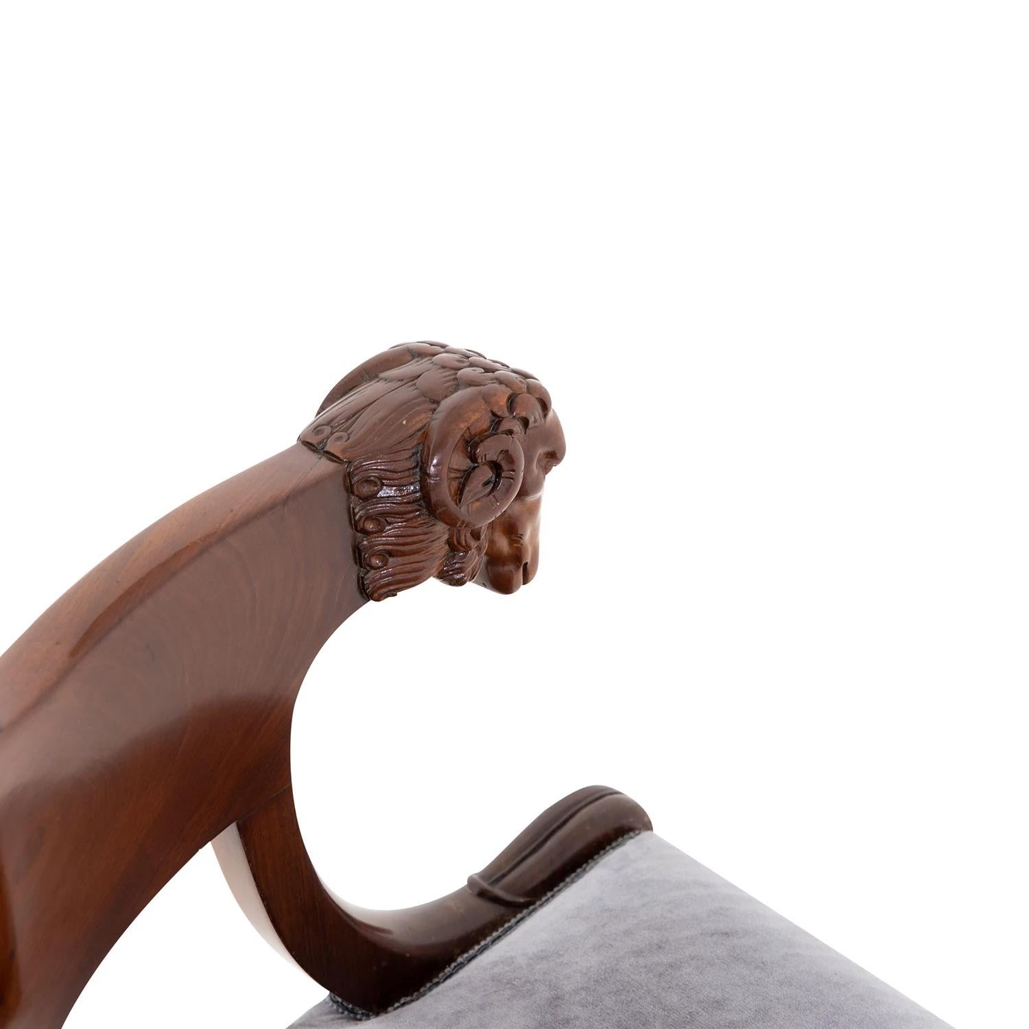 19th Century German Biedermeier Polished Mahogany Armchair - Antique Side Chair For Sale 9