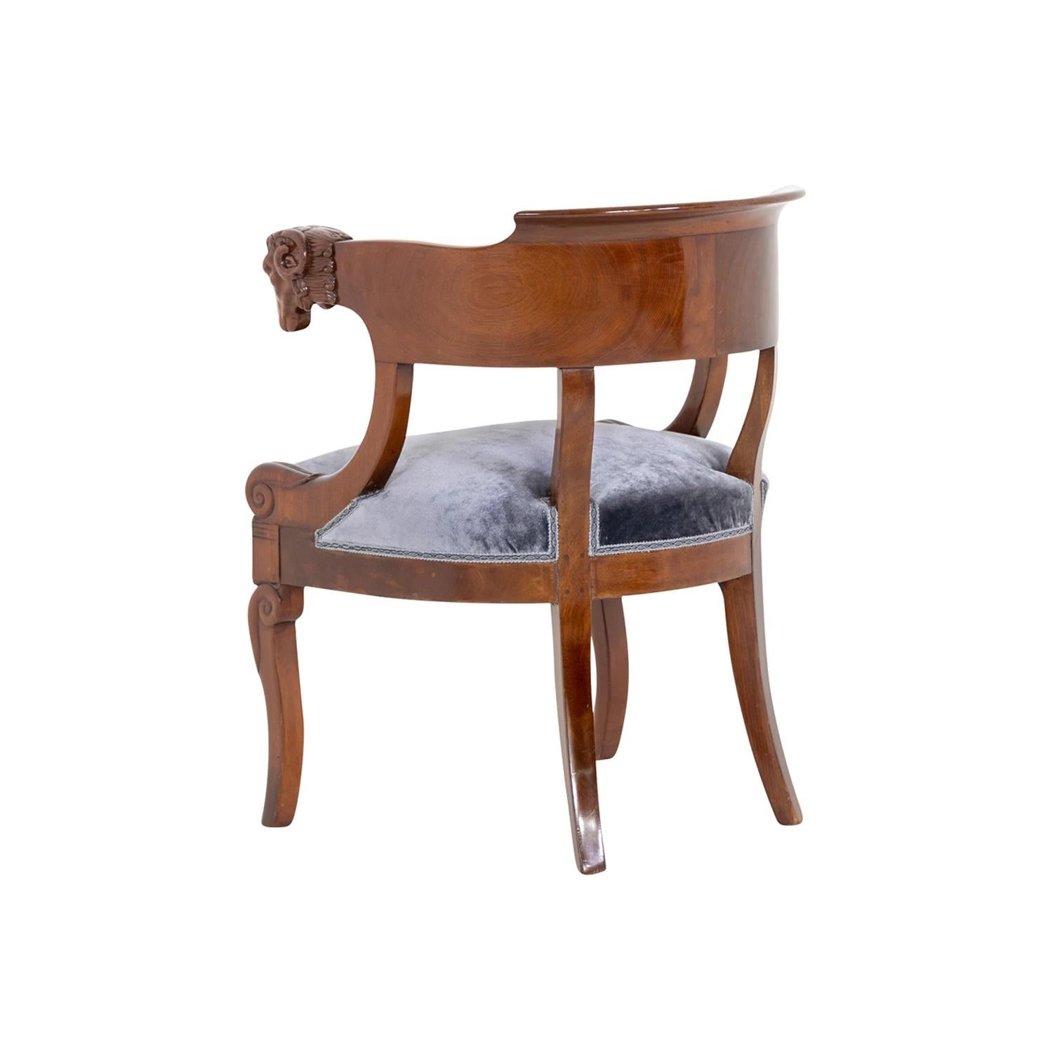19th Century German Biedermeier Polished Mahogany Armchair - Antique Side Chair For Sale 3