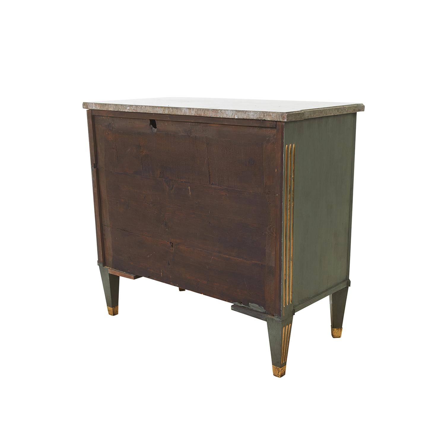 Metal 19th Century Dark-Green Swedish Gustavian Pinewood Commode - Antique Chest