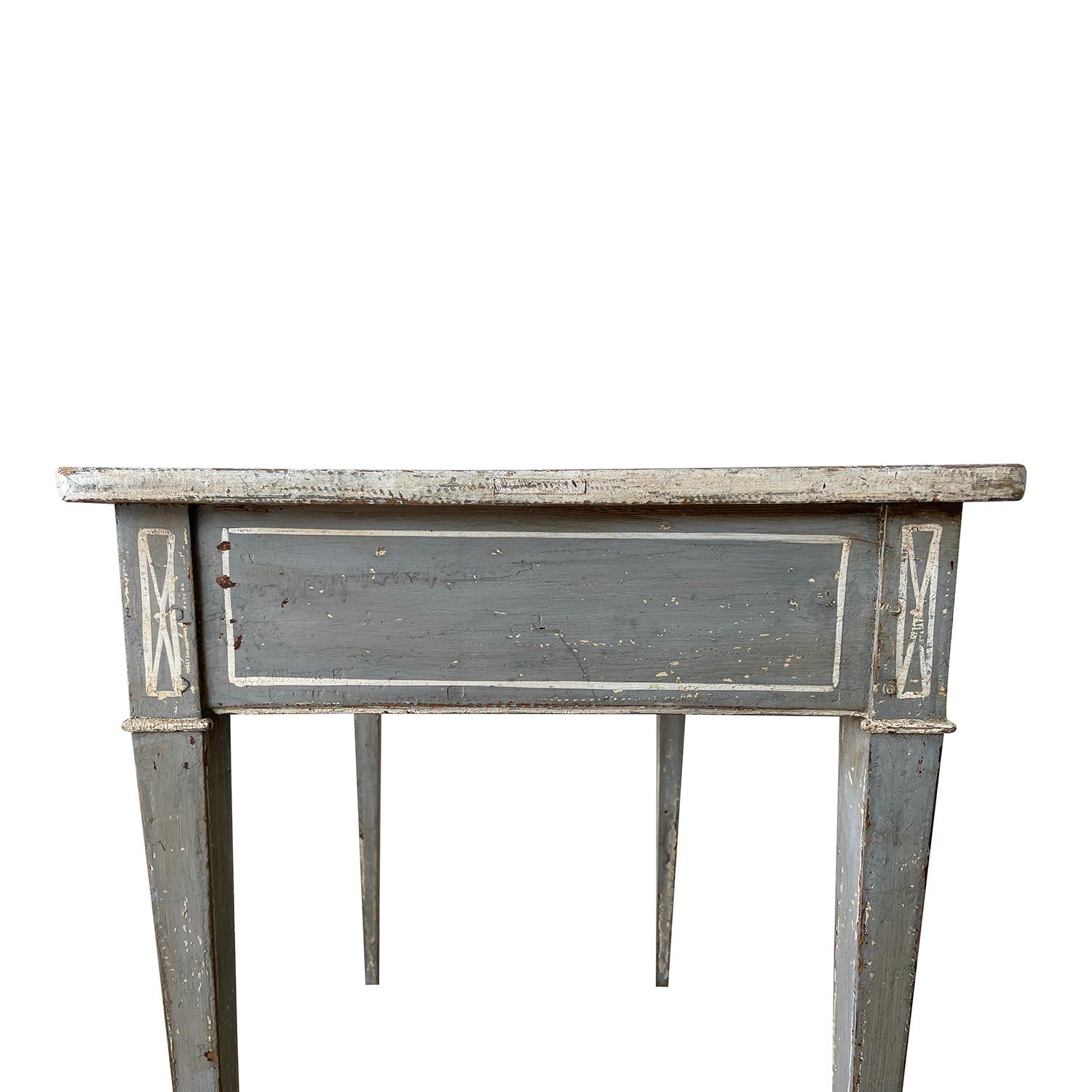 XIXe siècle Table console gustavienne suédoise ancienne du 19ème siècle en bois de pin autoportant en vente