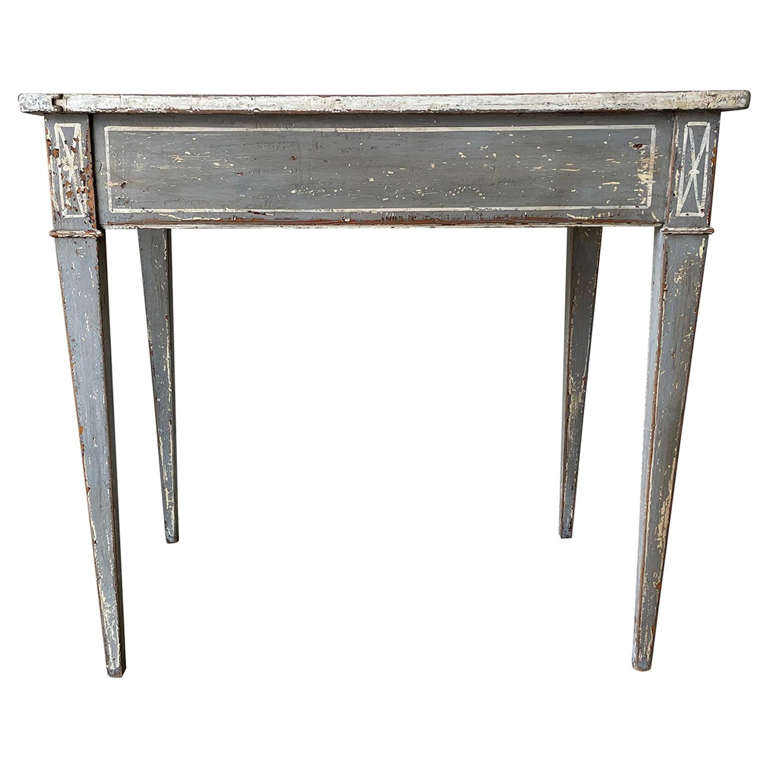 19th Century Dark-Grey Swedish Gustavian Freestanding Pinewood Console Table