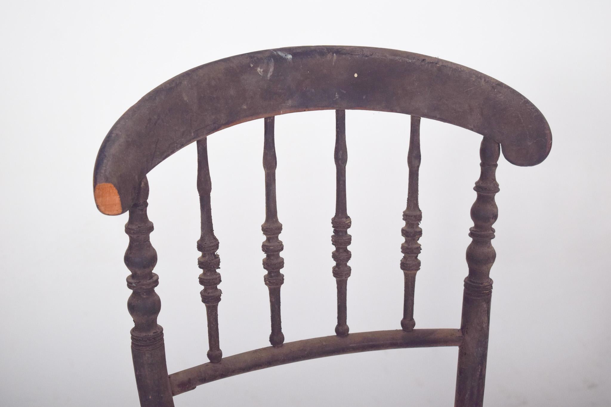 Romantic 19th Century Dark Wood Dining Chair For Sale