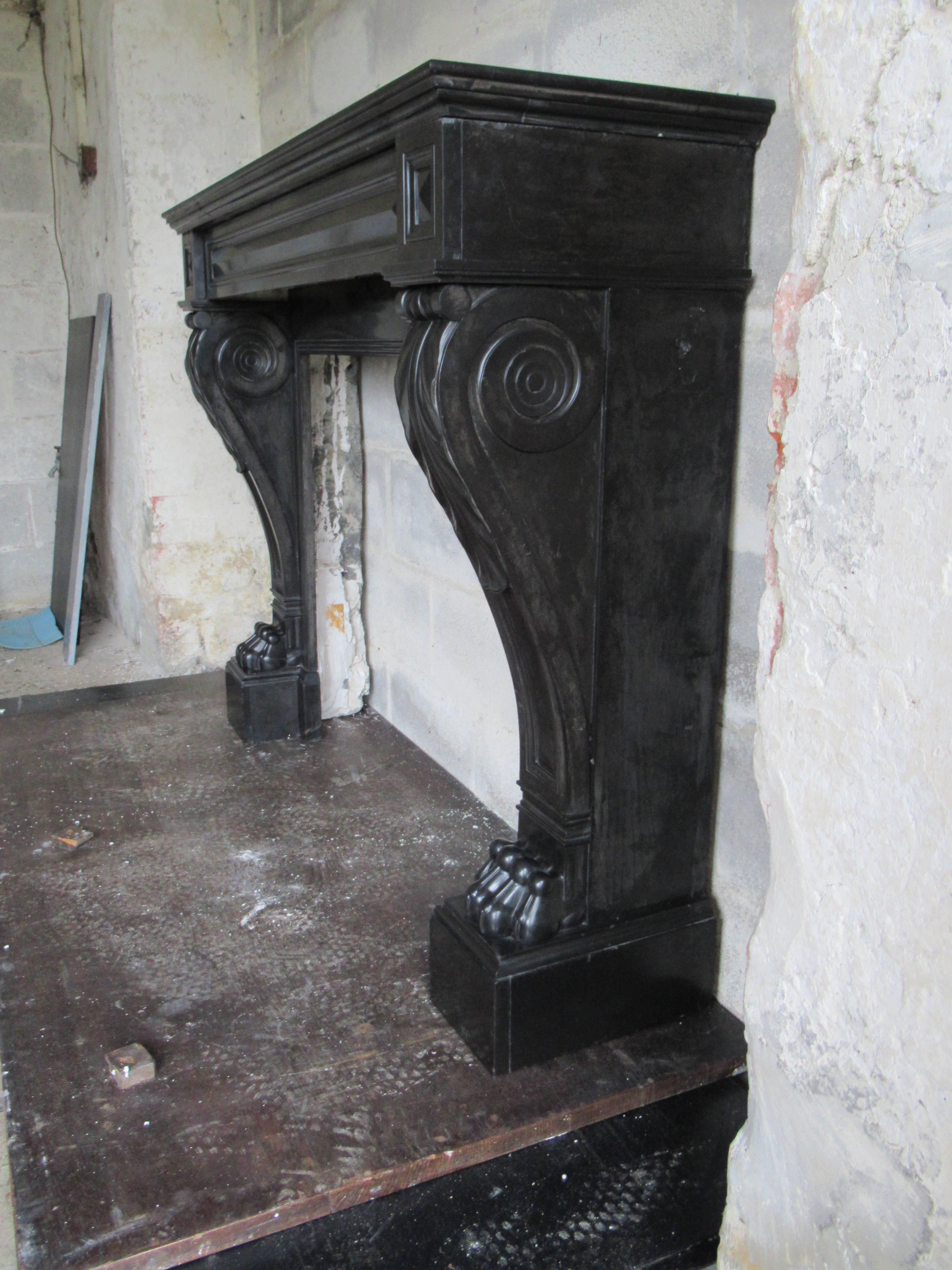 Napoleon III 19th Century 'Dated 1813' French Black Napoleon Marble Fireplace For Sale