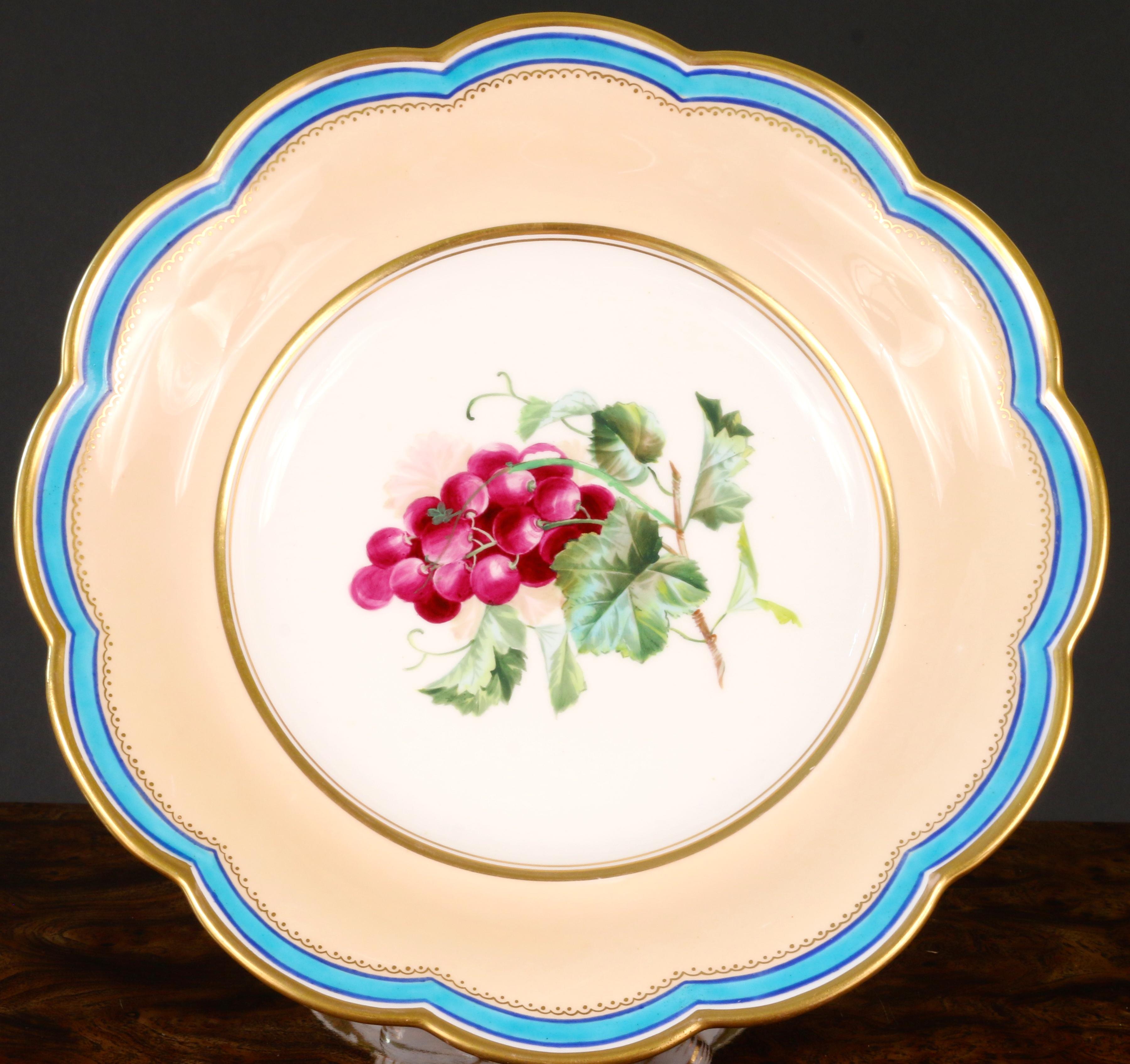 19th Century Davenport, England Hand-Painted Dessert Service In Excellent Condition For Sale In New York, NY