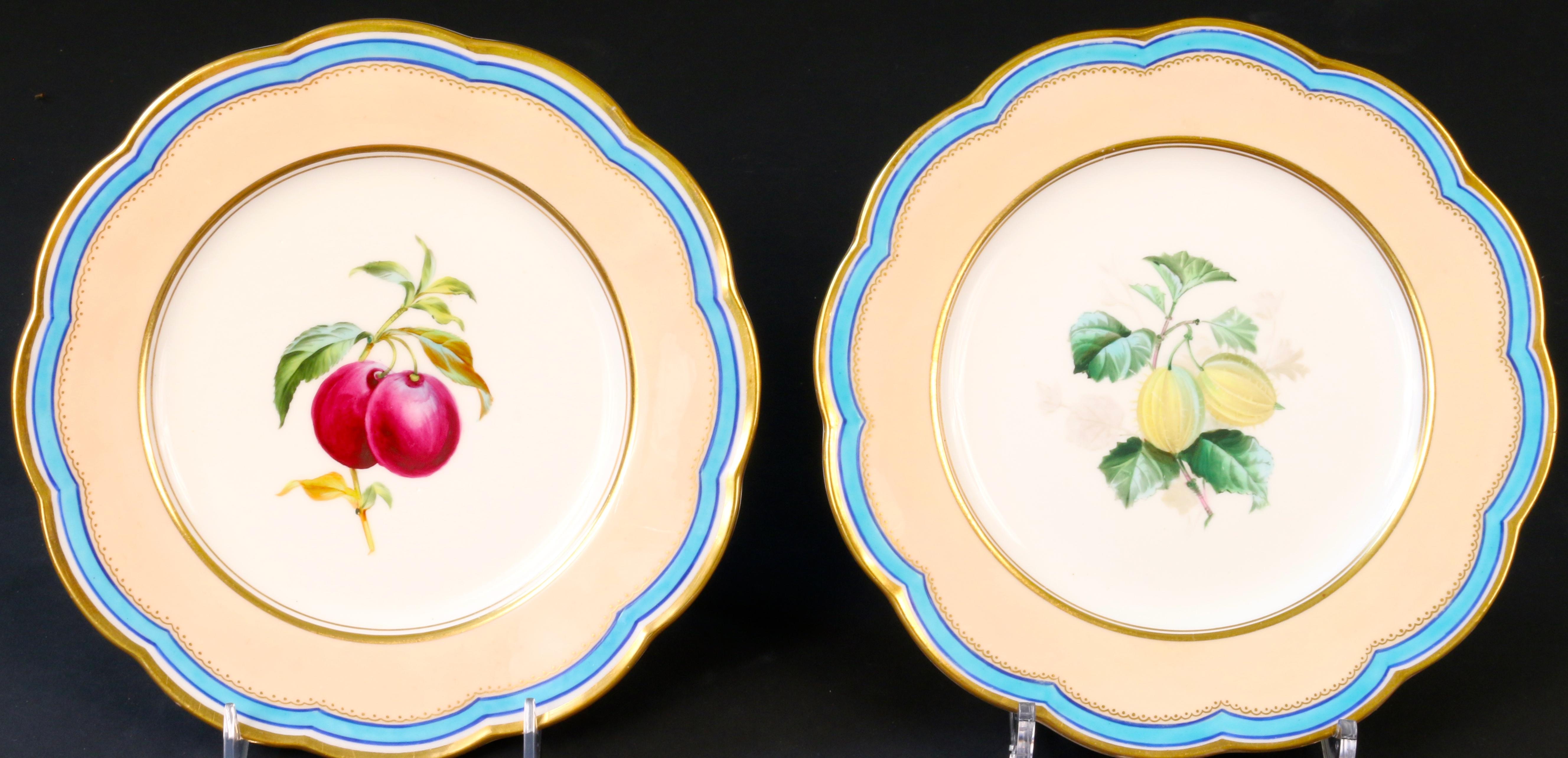 Porcelain 19th Century Davenport, England Hand-Painted Dessert Service For Sale