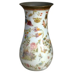 19th Century Decalcomania Glass Vase