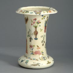 19th Century Decalcomania Trumpet Vase