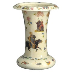 19th Century Decalcomania Trumpet Vase