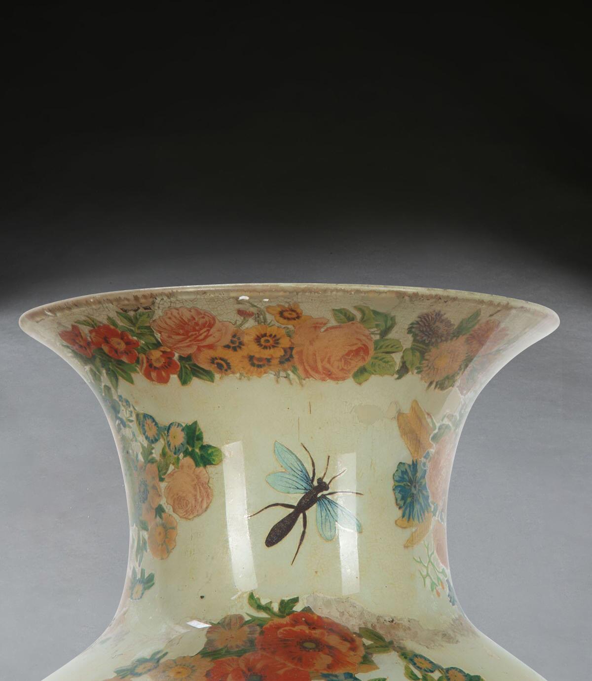 Decalcomania-Vase aus dem 19. Jahrhundert im Zustand „Gut“ im Angebot in Shipston-On-Stour, GB