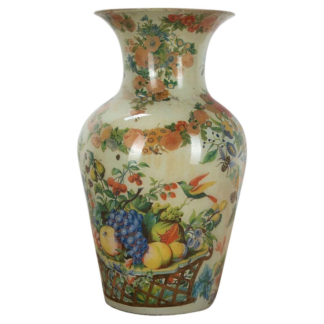19th Century Decalcomania Vase For Sale