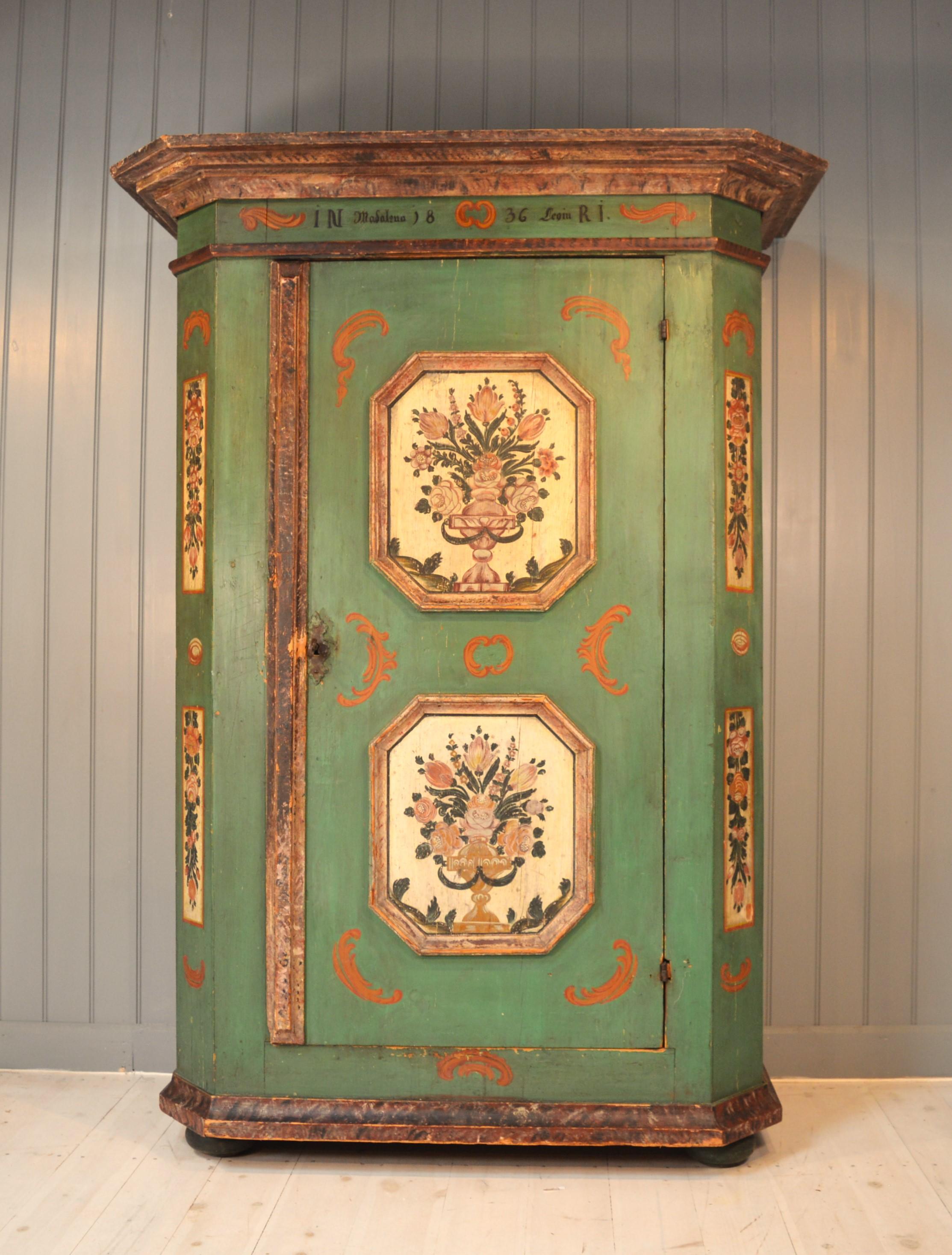 Black Forest 19th Century Decorated Alpine Cupboard For Sale