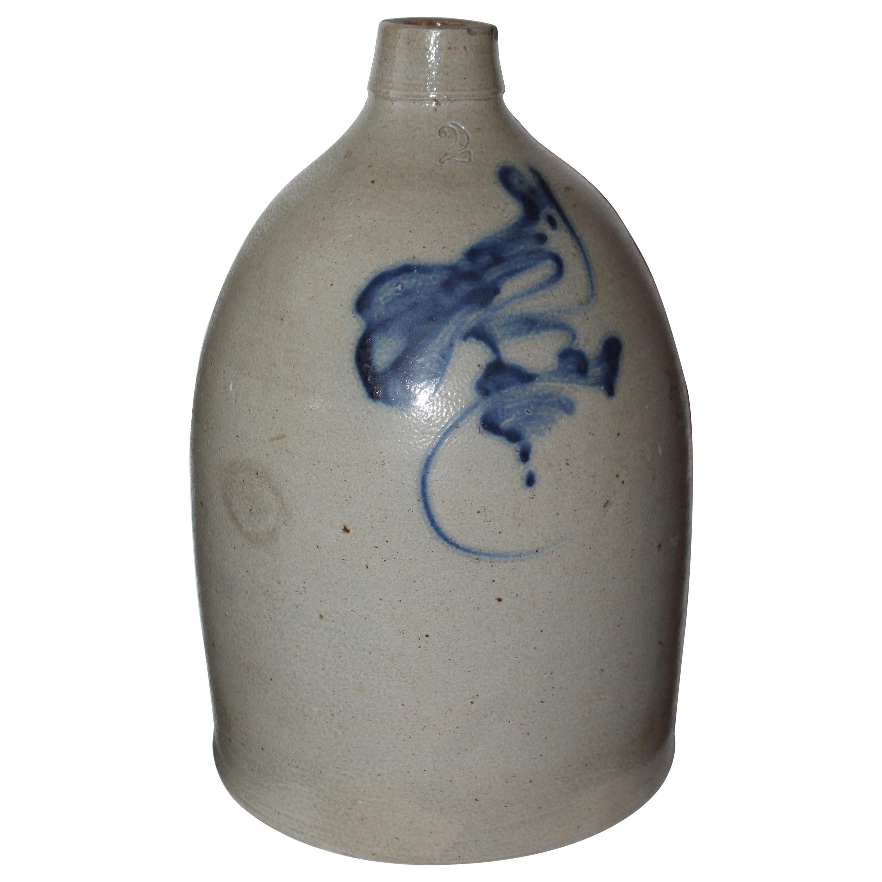 19th Century Decorated Bird Stoneware Jug