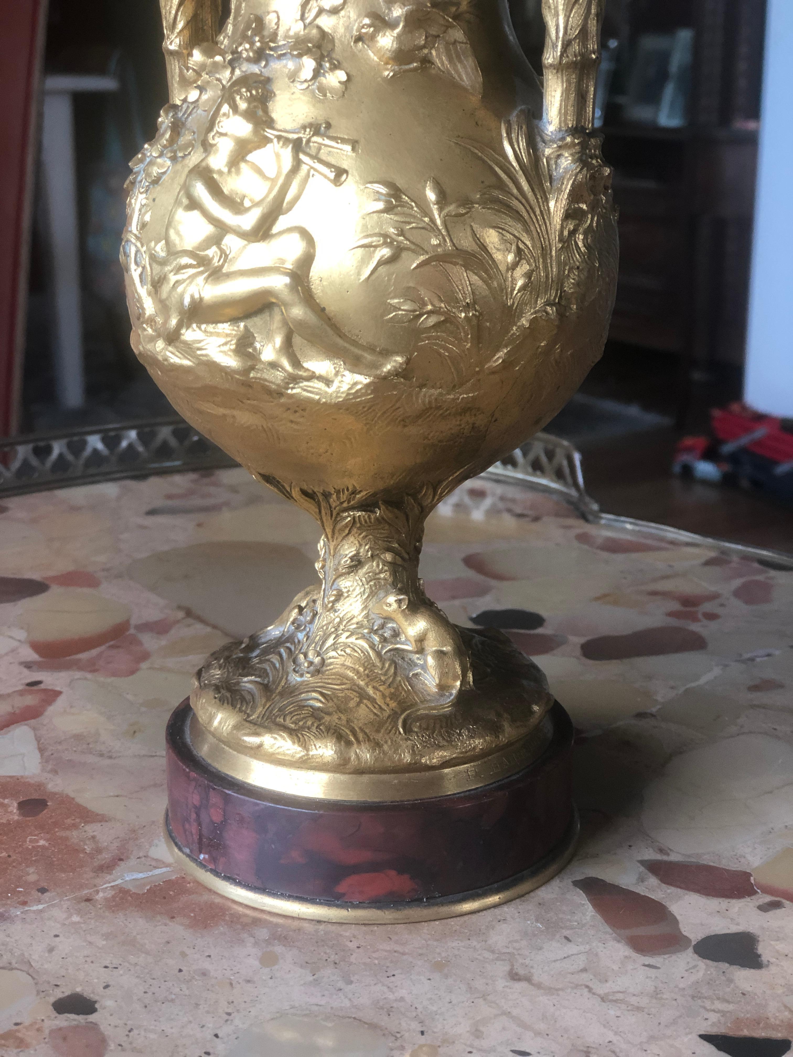 19th Century Decorated Bronze Vase Signed by F. Barbedienne For Sale 3