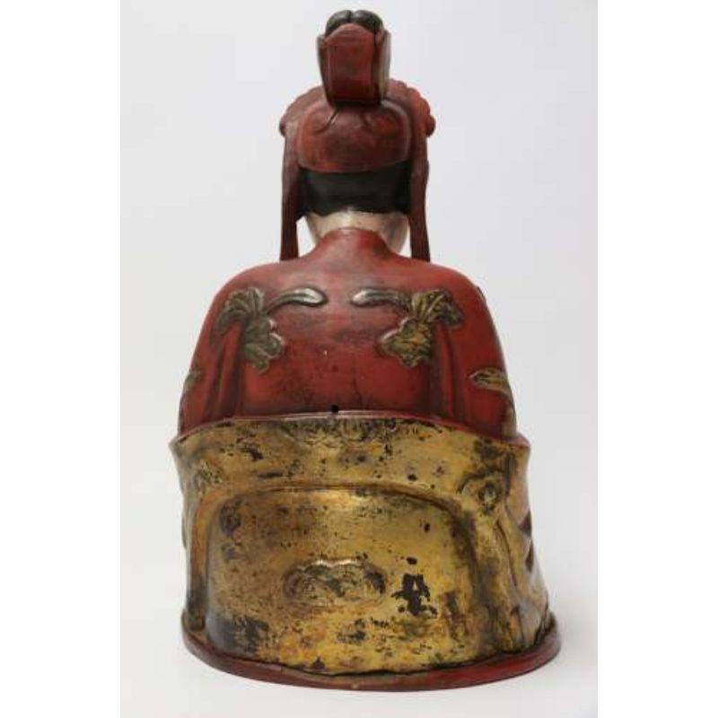 Highly Decorative Carved Wooden Figure of a Seated Chinese Man Circa 1890

This highly decorative carved wooden figure of a seated Chinese man is dressed in opulent ceremonial robes .This interesting piece has its original lacquered paint and gilt