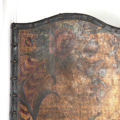 19th Century Decorated Leather Screen