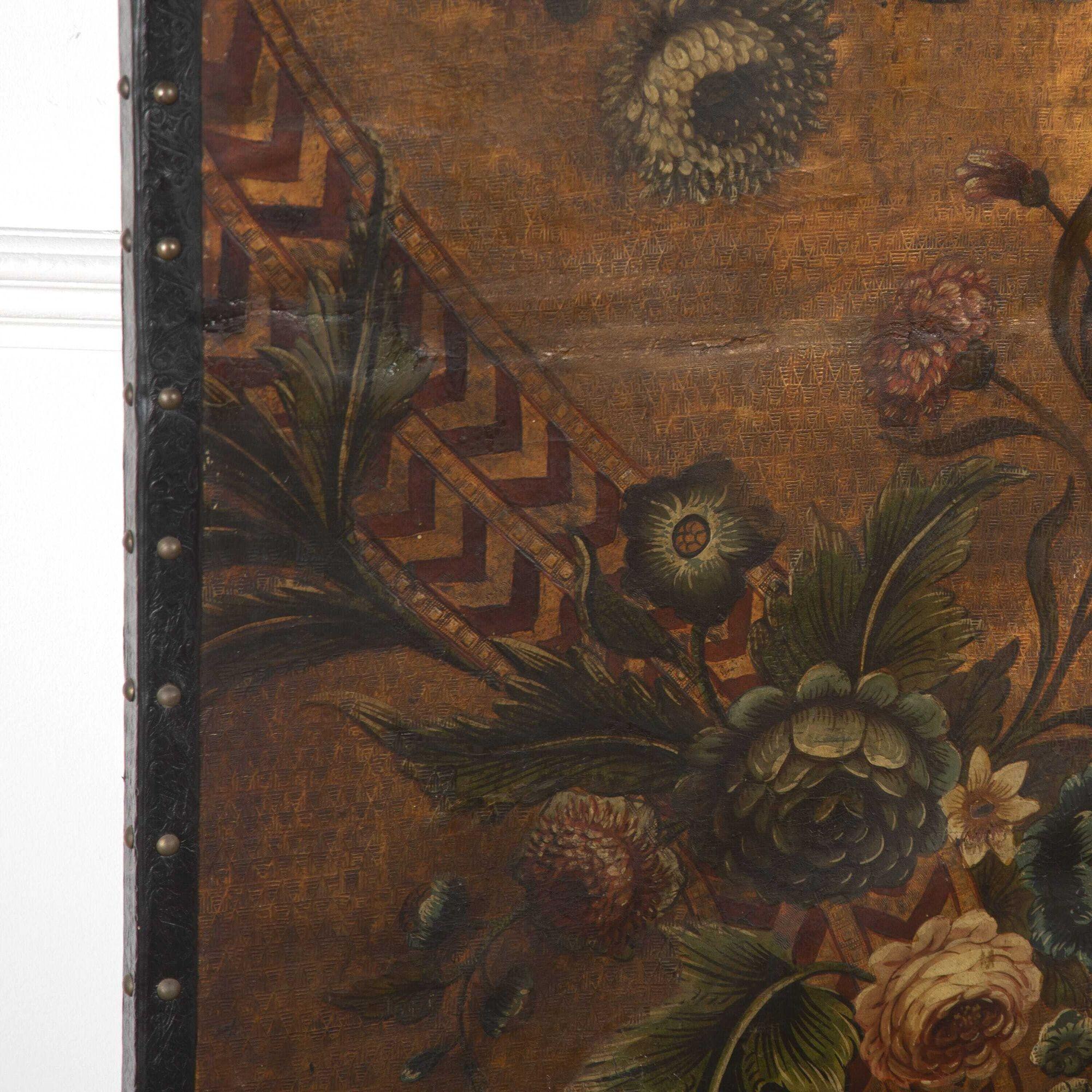 Dutch 19th Century Decorated Leather Screen