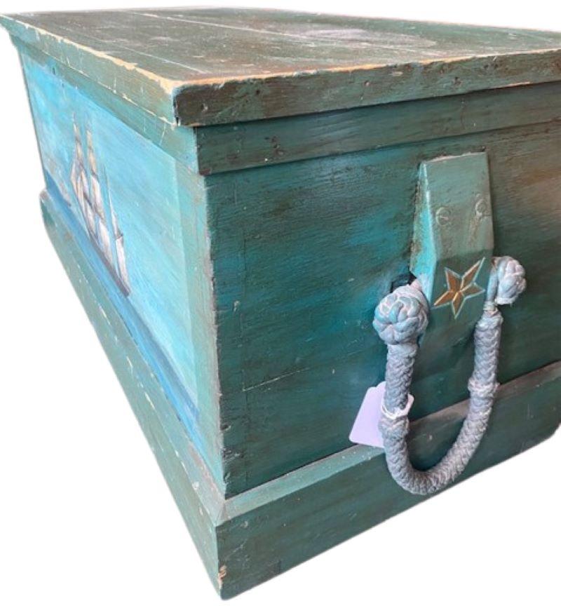 19th Century Decorated Sea Chest In Good Condition For Sale In Nantucket, MA