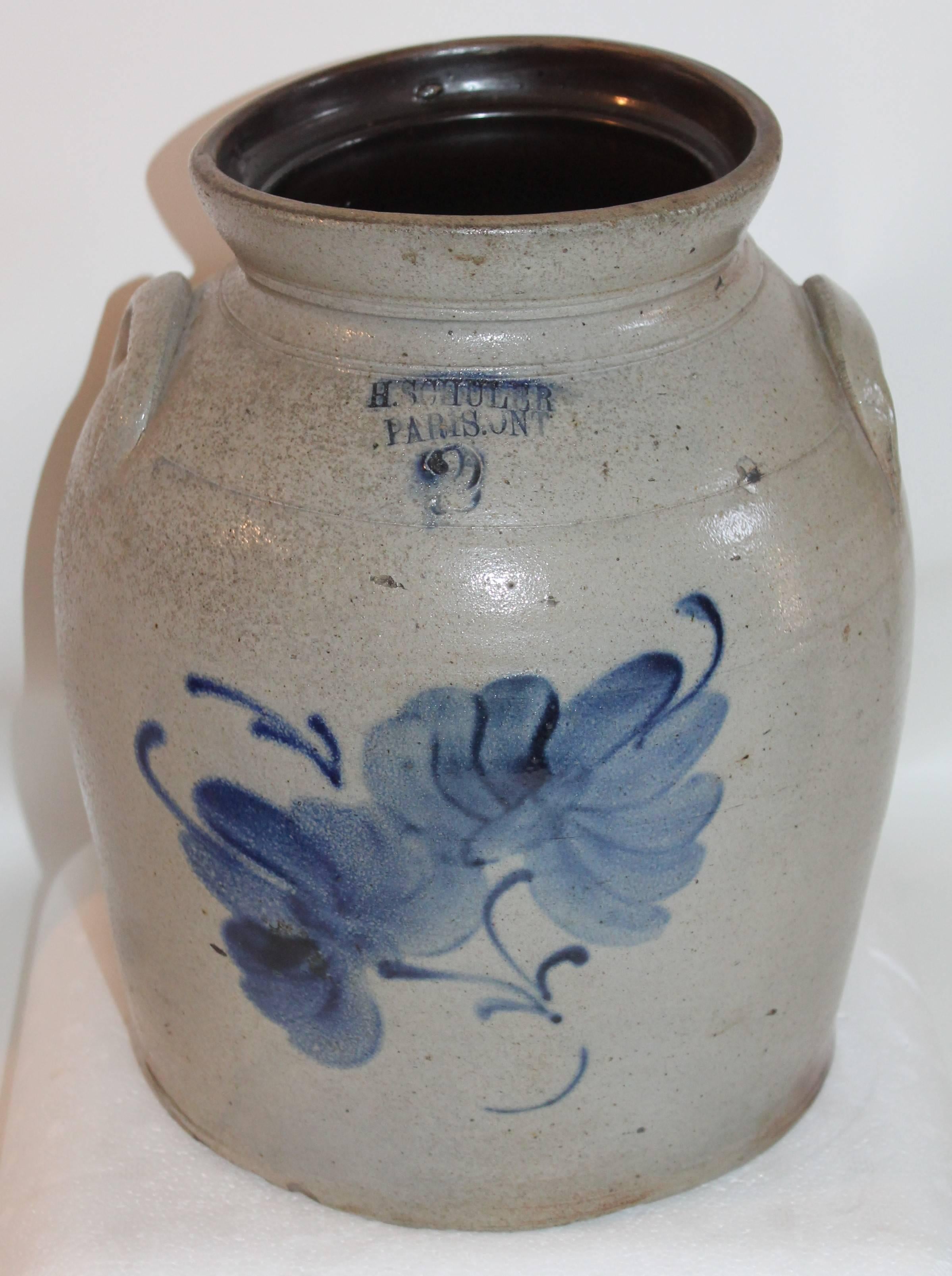 Pottery 19th Century Decorated Stoneware Canadian Crock