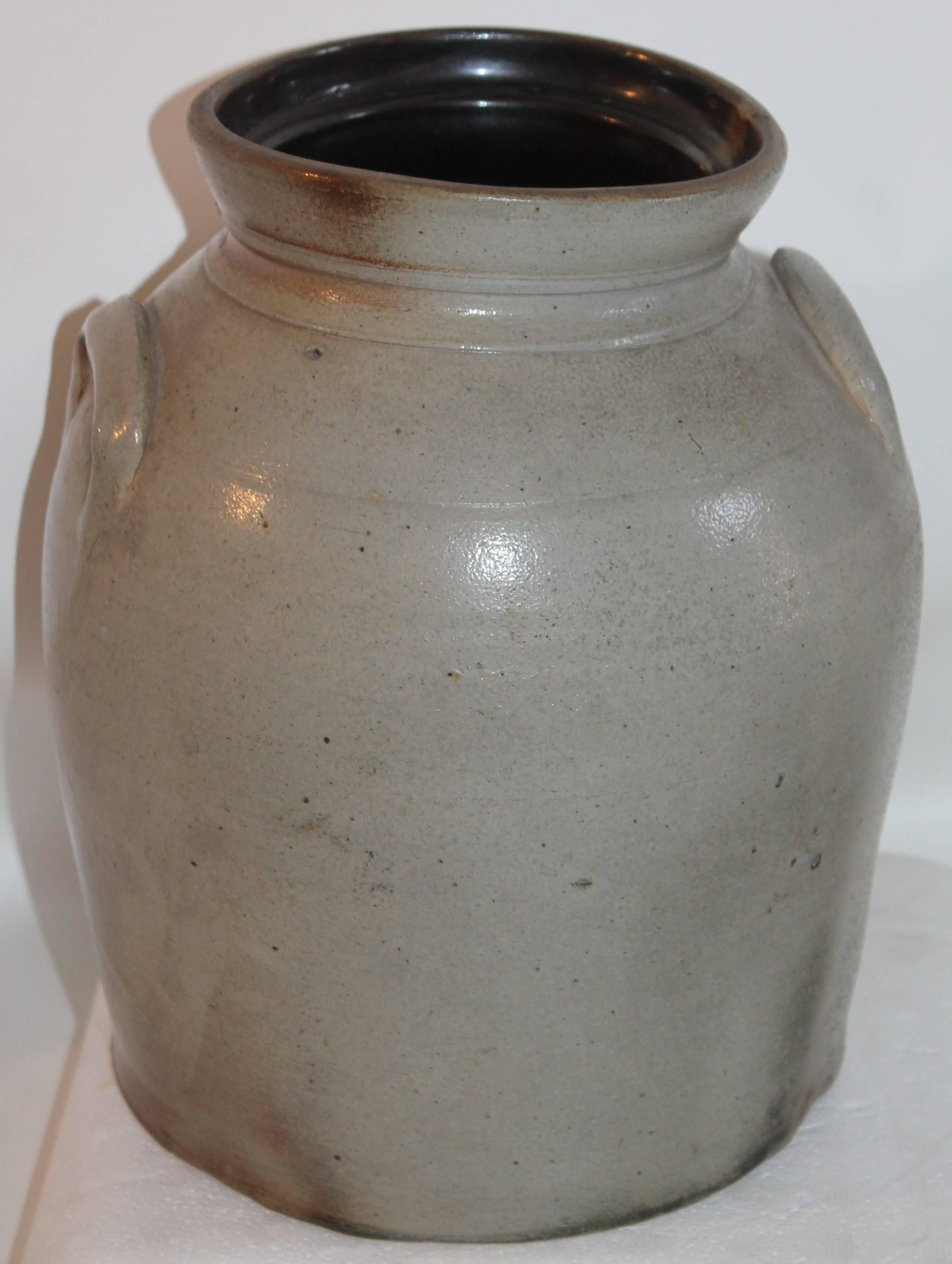 Hand-Crafted 19th Century Decorated Stoneware Canadian Crock