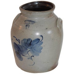 19th Century Decorated Stoneware Canadian Crock