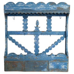 Scaffale decorativo in legno dipinto con cassetti del XIX secolo