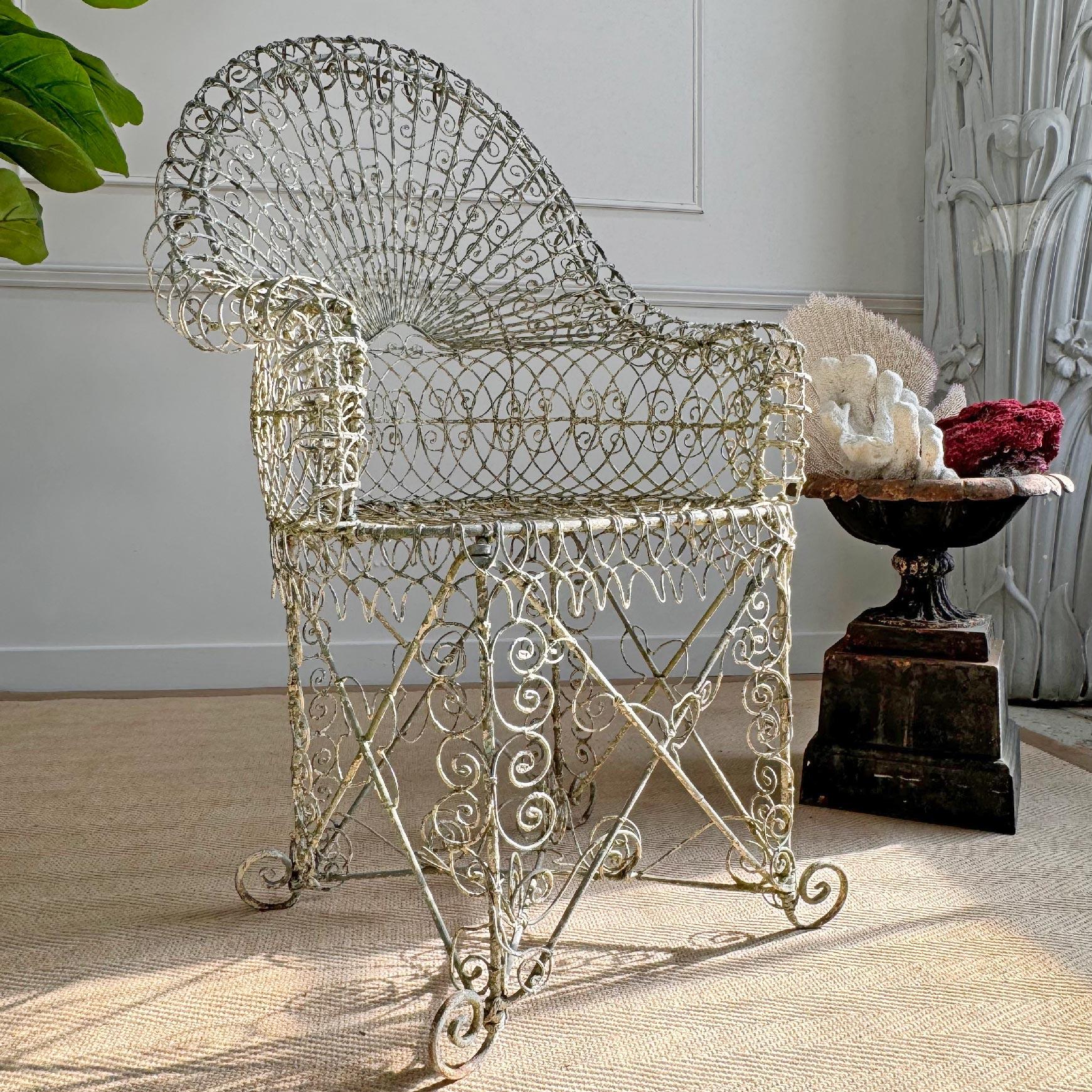Silla de Jardín Blanca Decorativa de la Regencia del Siglo XIX en venta 6
