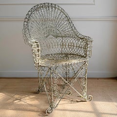 19th Century Decorative Regency Wirework White Garden Chair