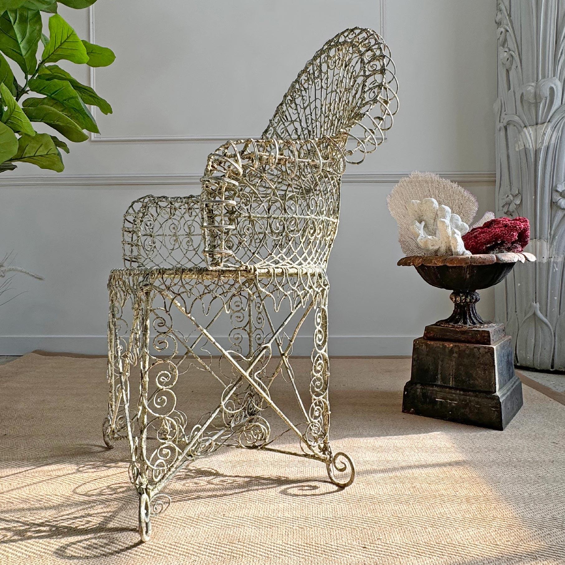 Silla de Jardín Blanca Decorativa de la Regencia del Siglo XIX Hierro en venta