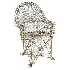 Chaise de jardin blanche décorative de style Régence du 19ème siècle