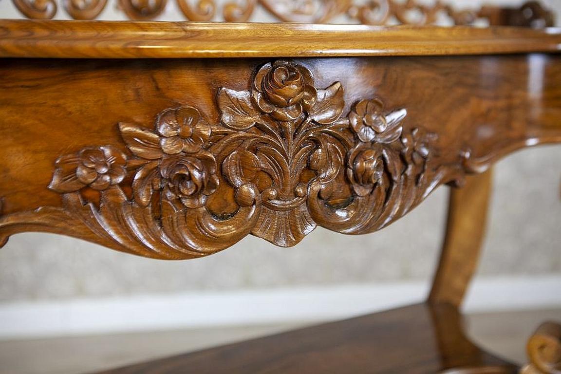19th-Century Decorative Rosewood Wood and Veneer Console Table For Sale 5