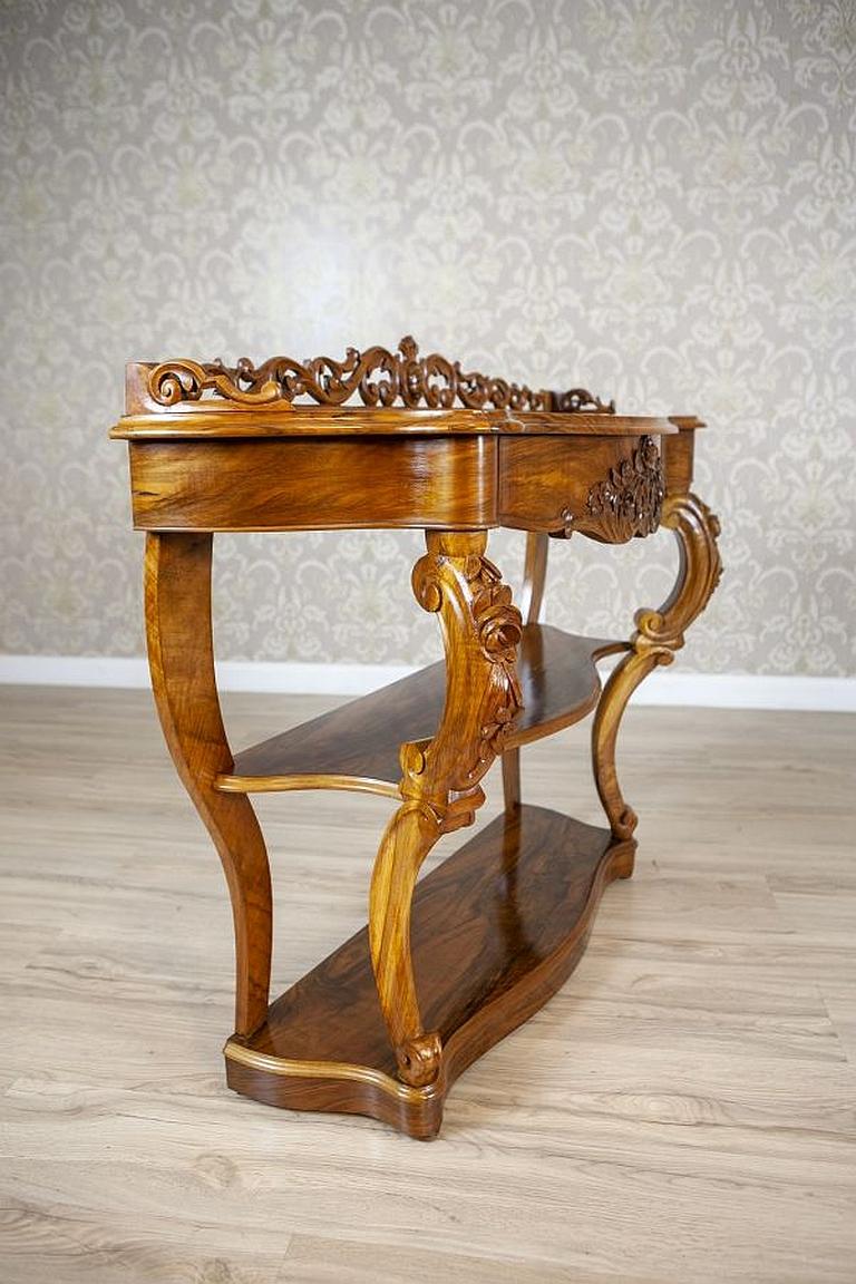 19th Century 19th-Century Decorative Rosewood Wood and Veneer Console Table For Sale